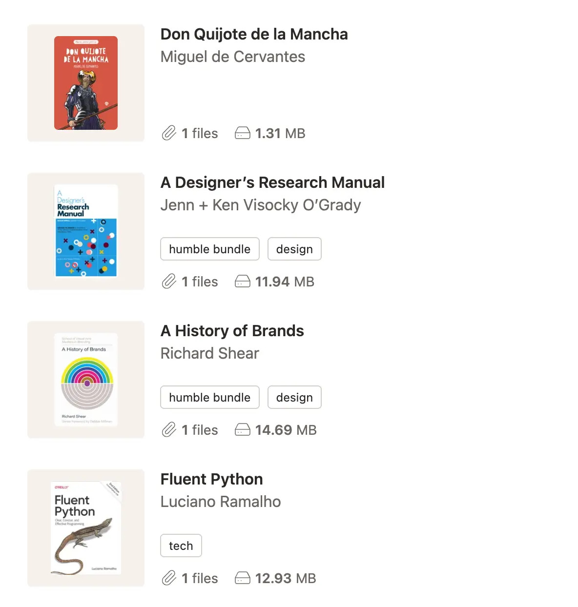 Screenshot of book covers