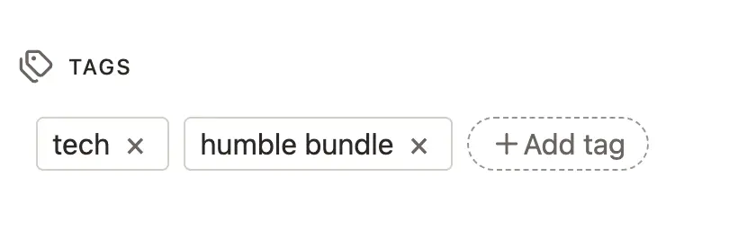 Screenshot of tags selector